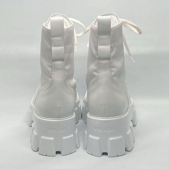 Prada Monolith Leather & Nylon Lug Sole Combat boots size 40 - Picture 5 of 13
